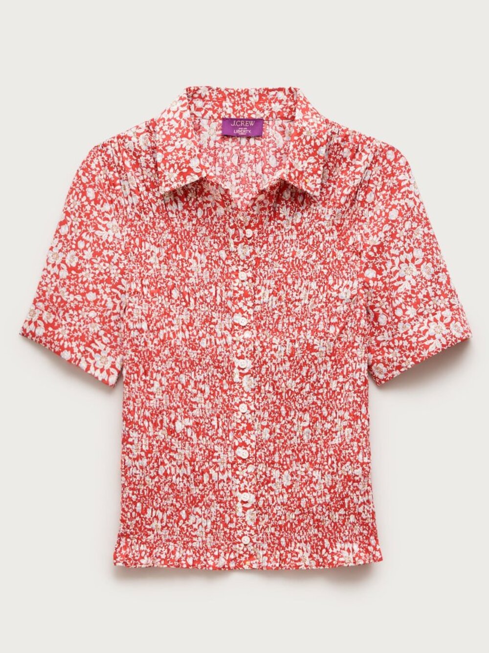 J.Crew x Liberty of London Smocked button-up short-sleeve shirt floral 3x NEW